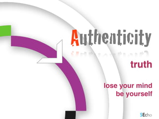 truth
lose your mind
be yourself
Authenticity
 