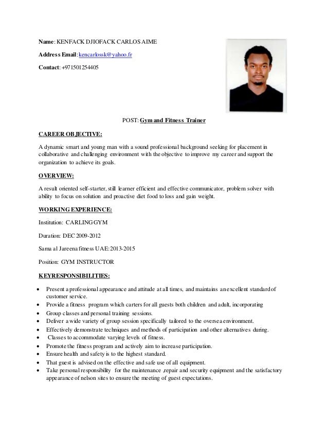 kens fitness cv gym cv for gym instructor