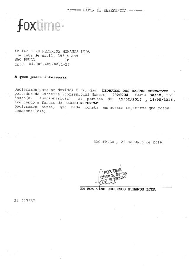 carta de referencia