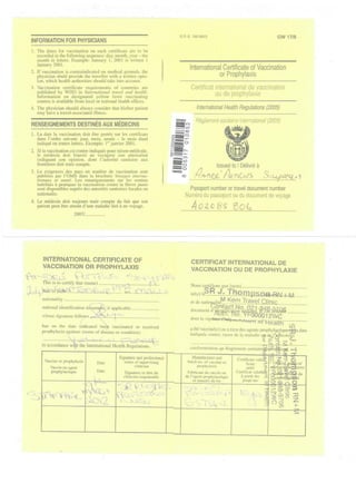 Snyman Andre Yellow Fever Certificate Exp 2022 | PDF