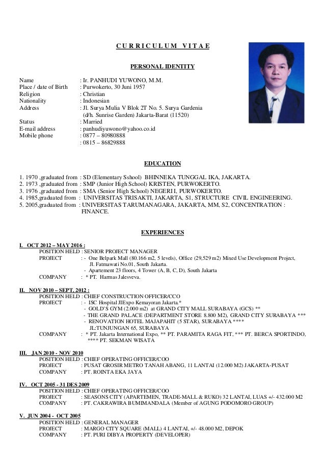 CURRICULUM VITAE _PANHUDI YUWONO_ AUGUST 16