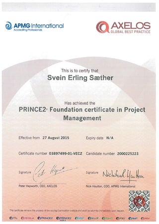 PRINCE2 Certification Project Management