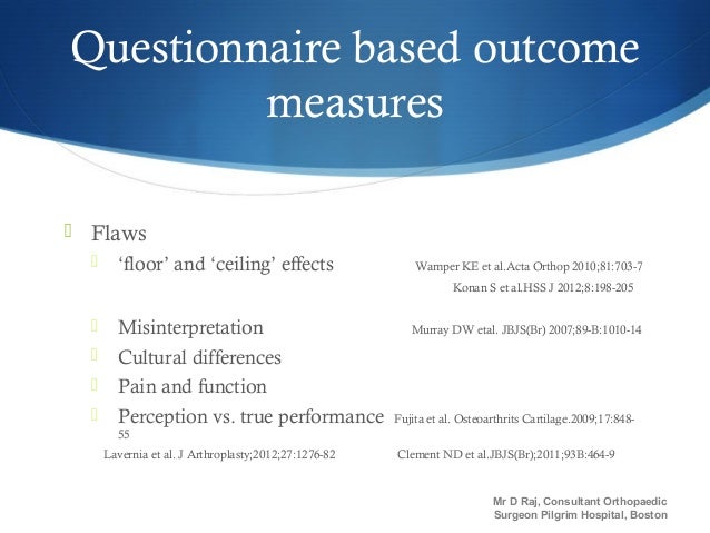 Assessment Of Outcome After Joint Replacement Presentation