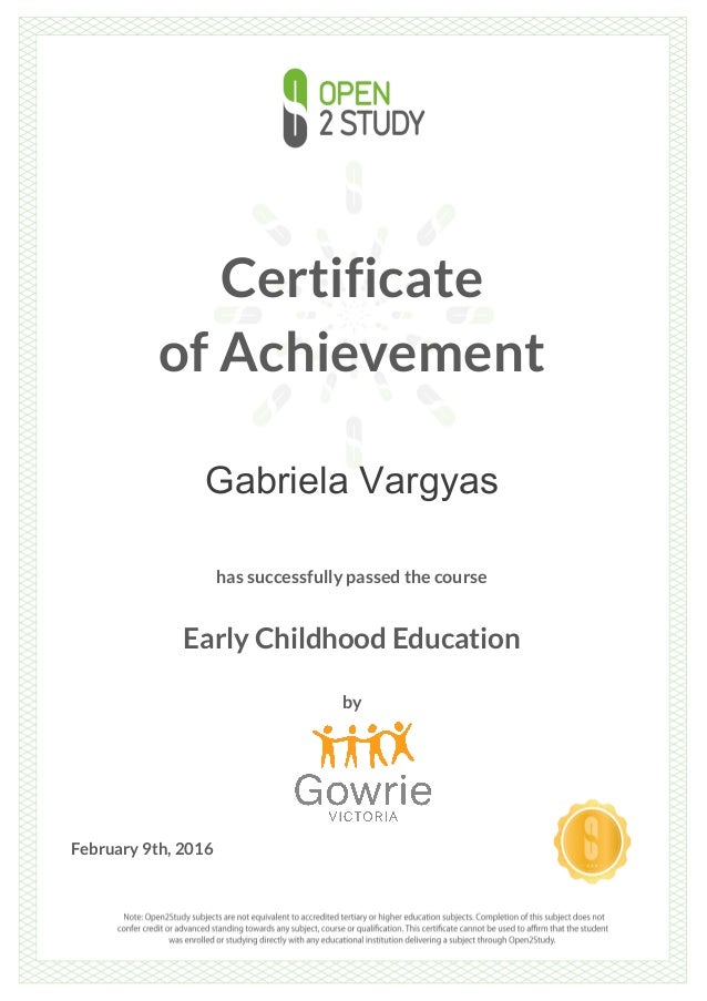Early Childhood Certificate Early Childhood Certificate