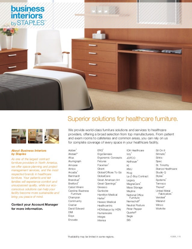 Healthcare Furniture Line Card Sell Sheet