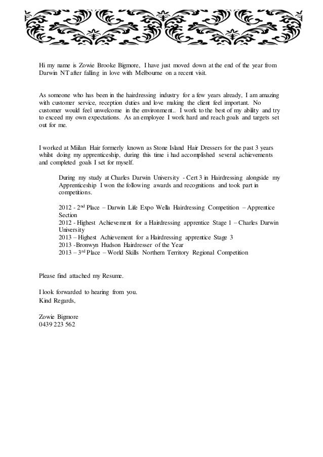 cover letter for hairdressing apprenticeship rome cover letter for hairdressing apprenticeship