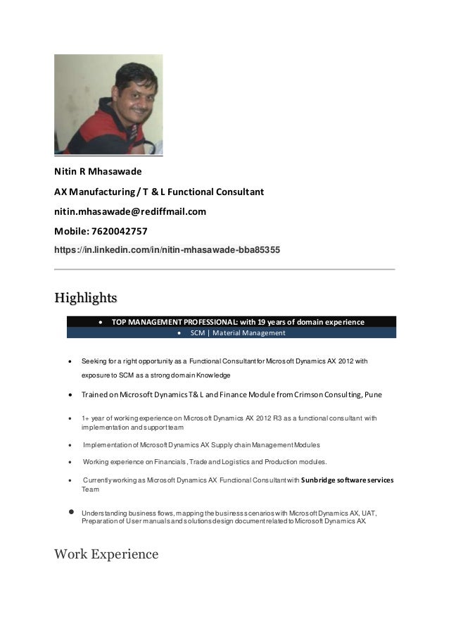dynamics ax resume
