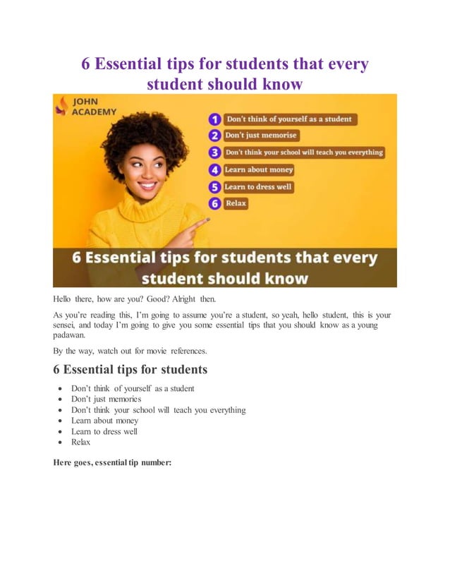 6 essential tips for students that every student should know PDF