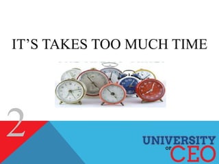 IT’S TAKES TOO MUCH TIME
2
 