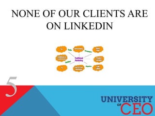 NONE OF OUR CLIENTS ARE
ON LINKEDIN
5