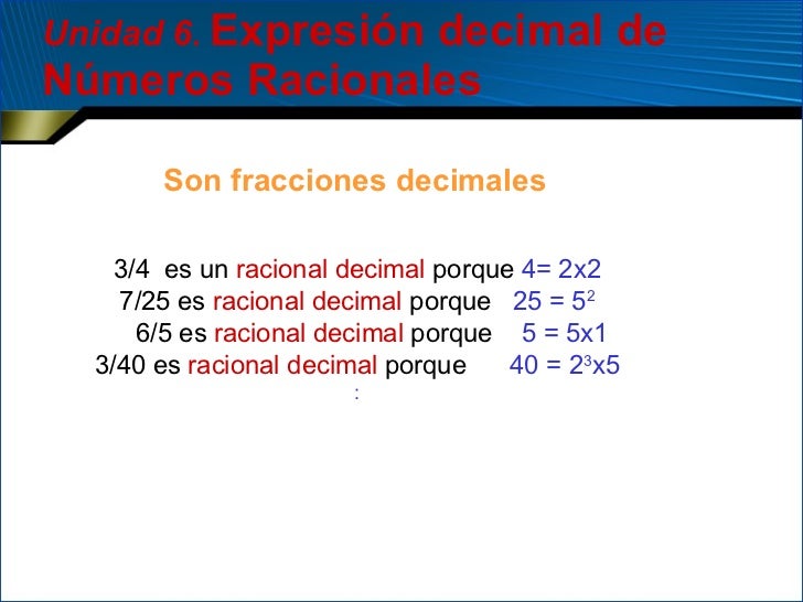 Expresión Decimal de Números Racionales