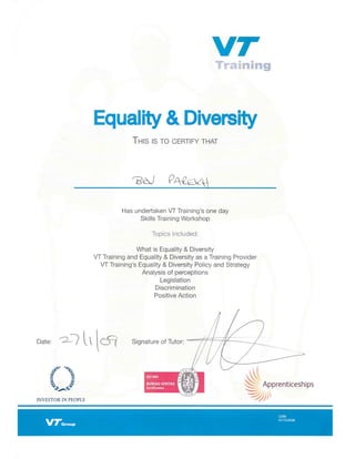 Equality and Diversity - 27.1.09