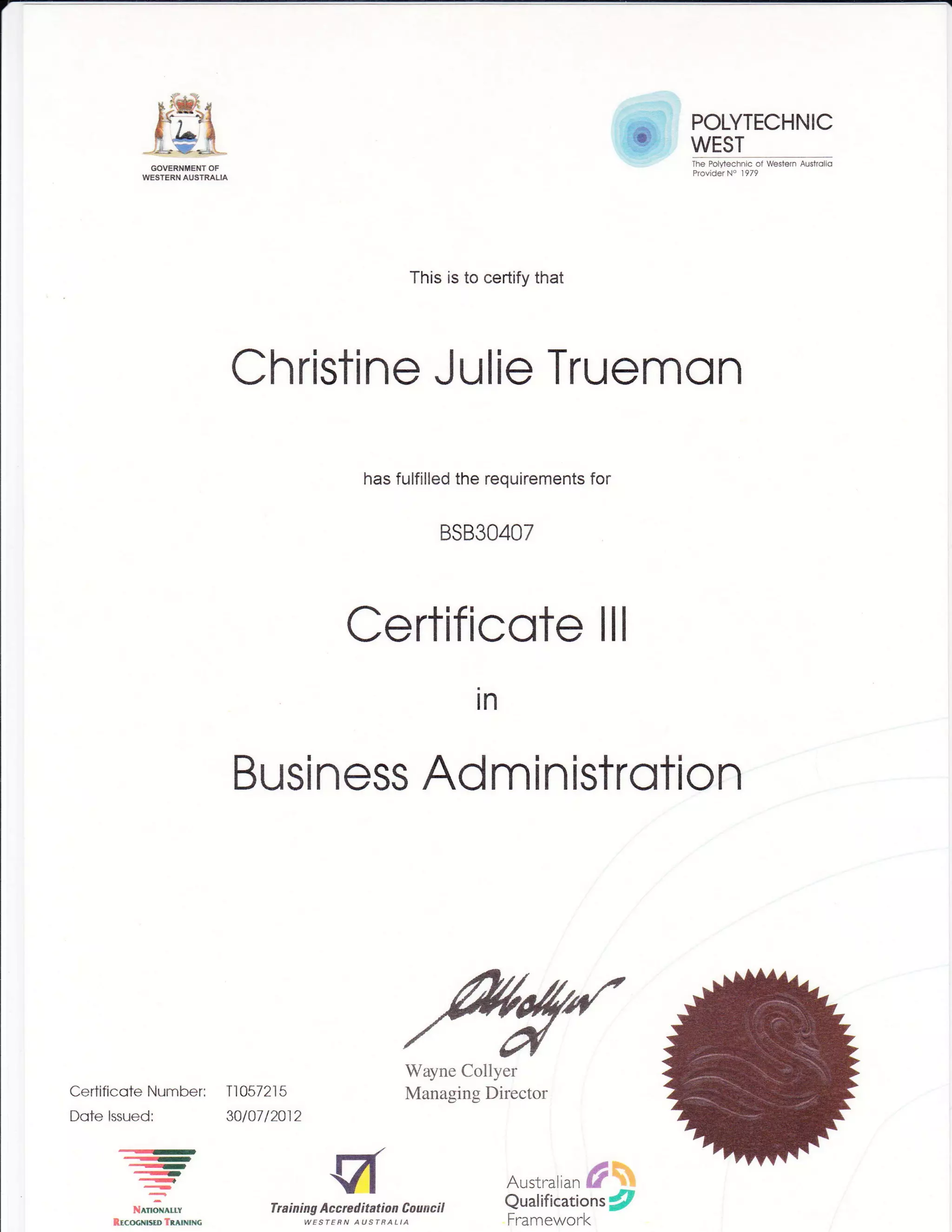Cert 111 in Business Admin PDF