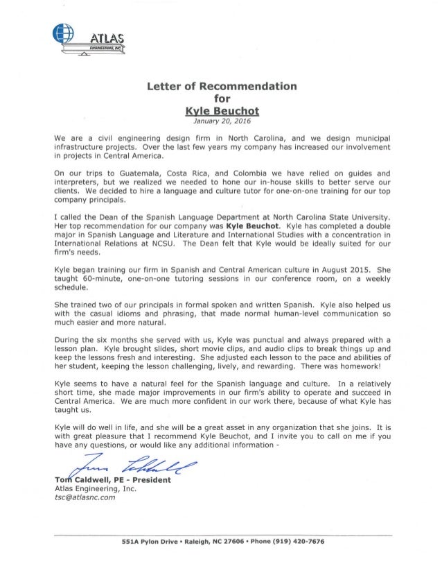 letter of recommendation spanish letter of recommendation