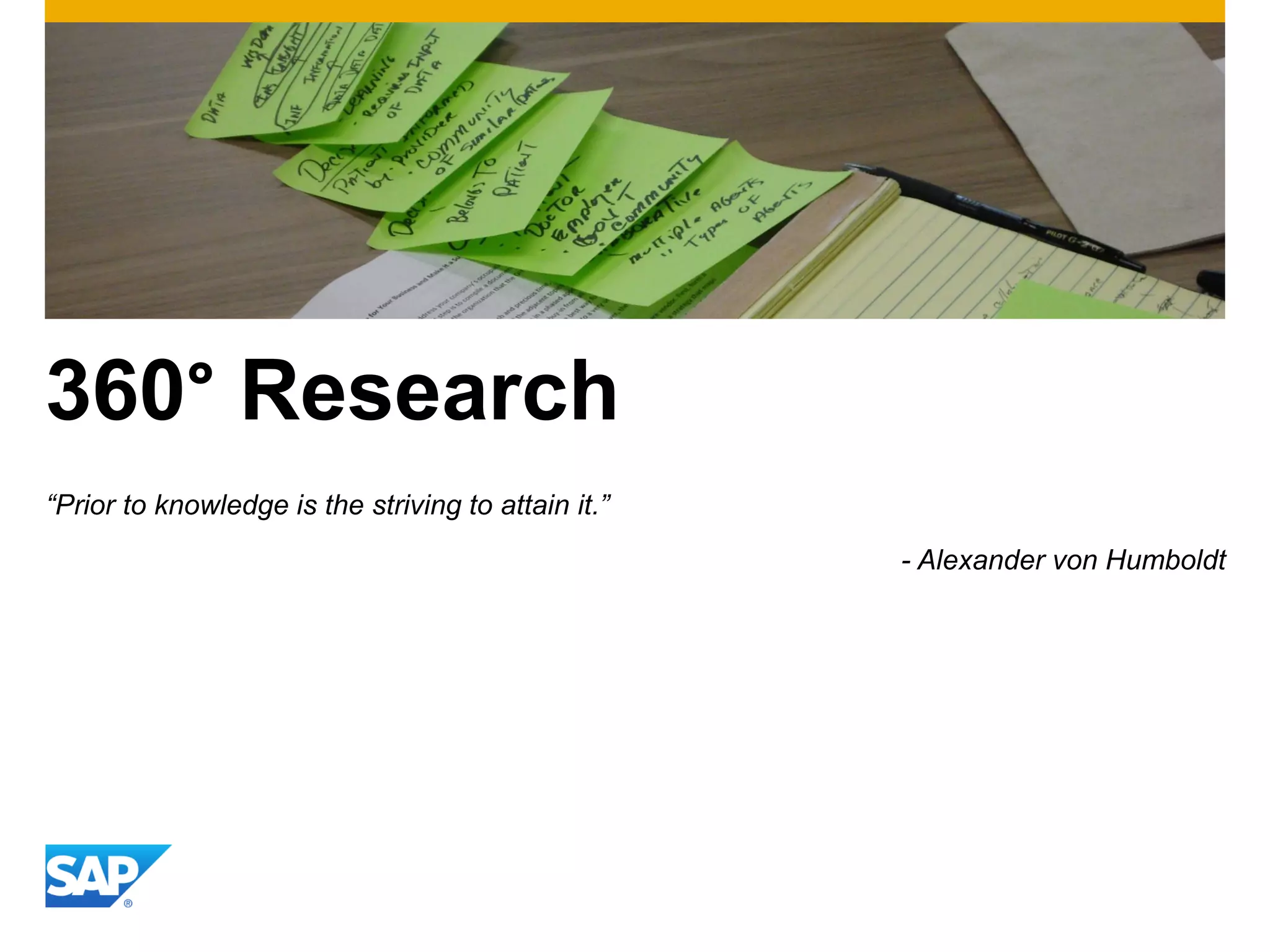360° Research
“Prior to knowledge is the striving to attain it.”
- Alexander von Humboldt
 