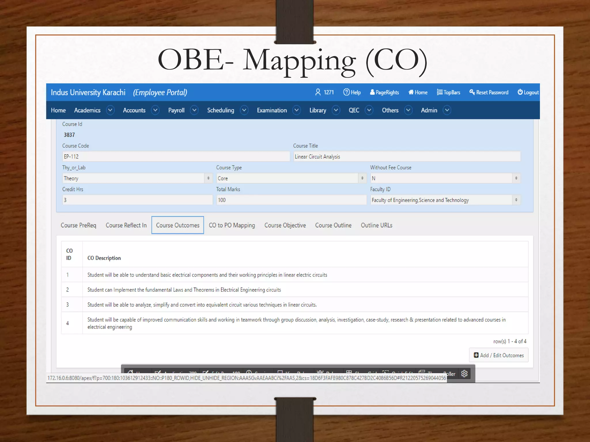 OBE- Mapping (CO)
 