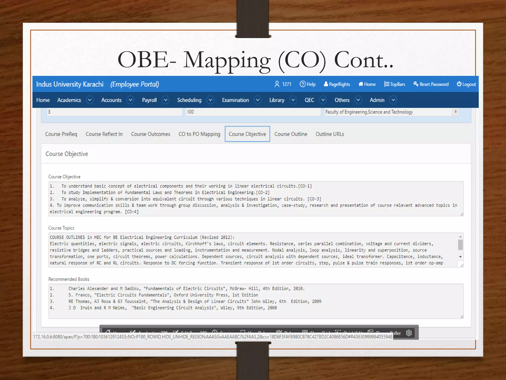 OBE- Mapping (CO) Cont..
 