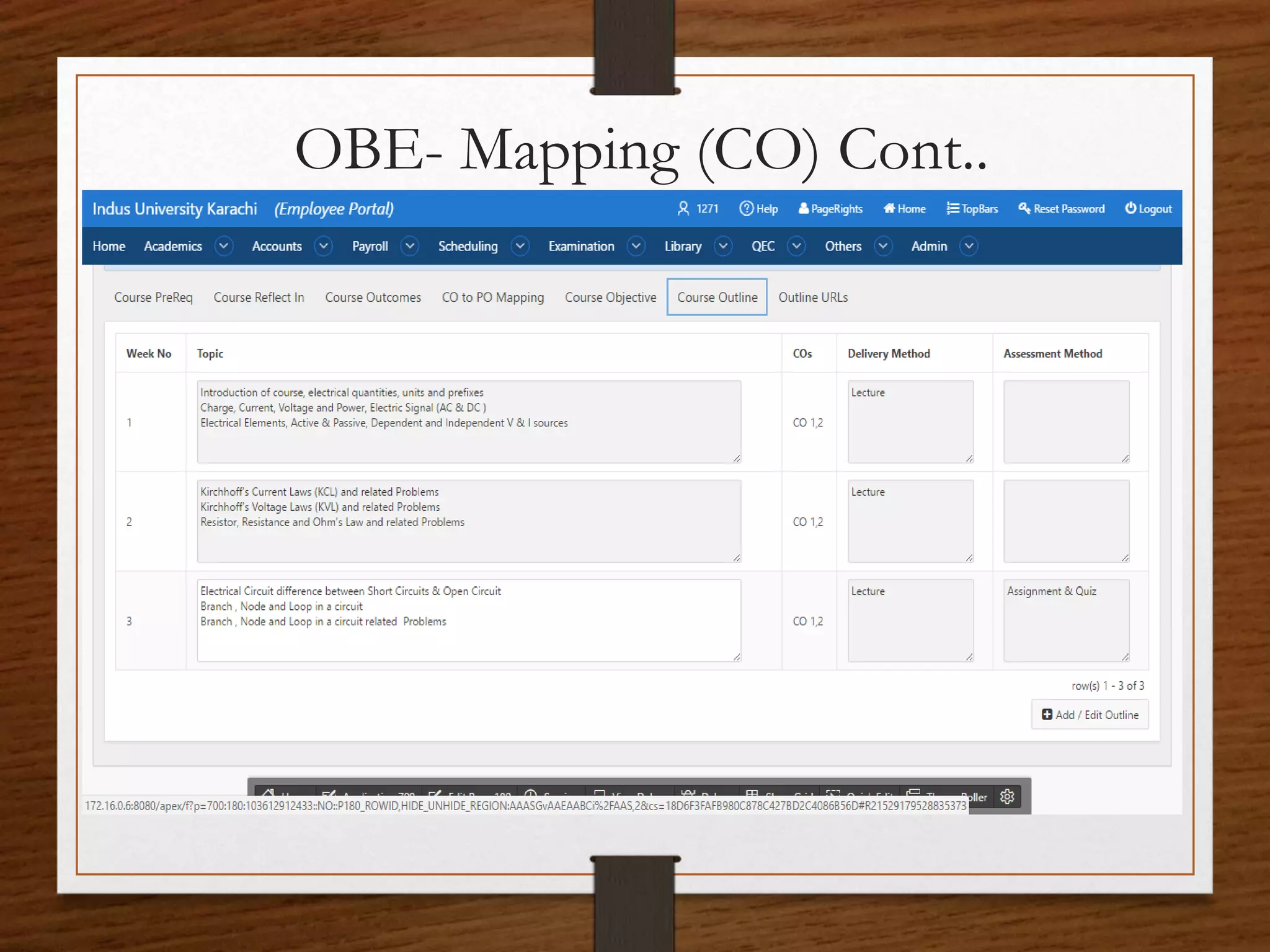 OBE- Mapping (CO) Cont..
 