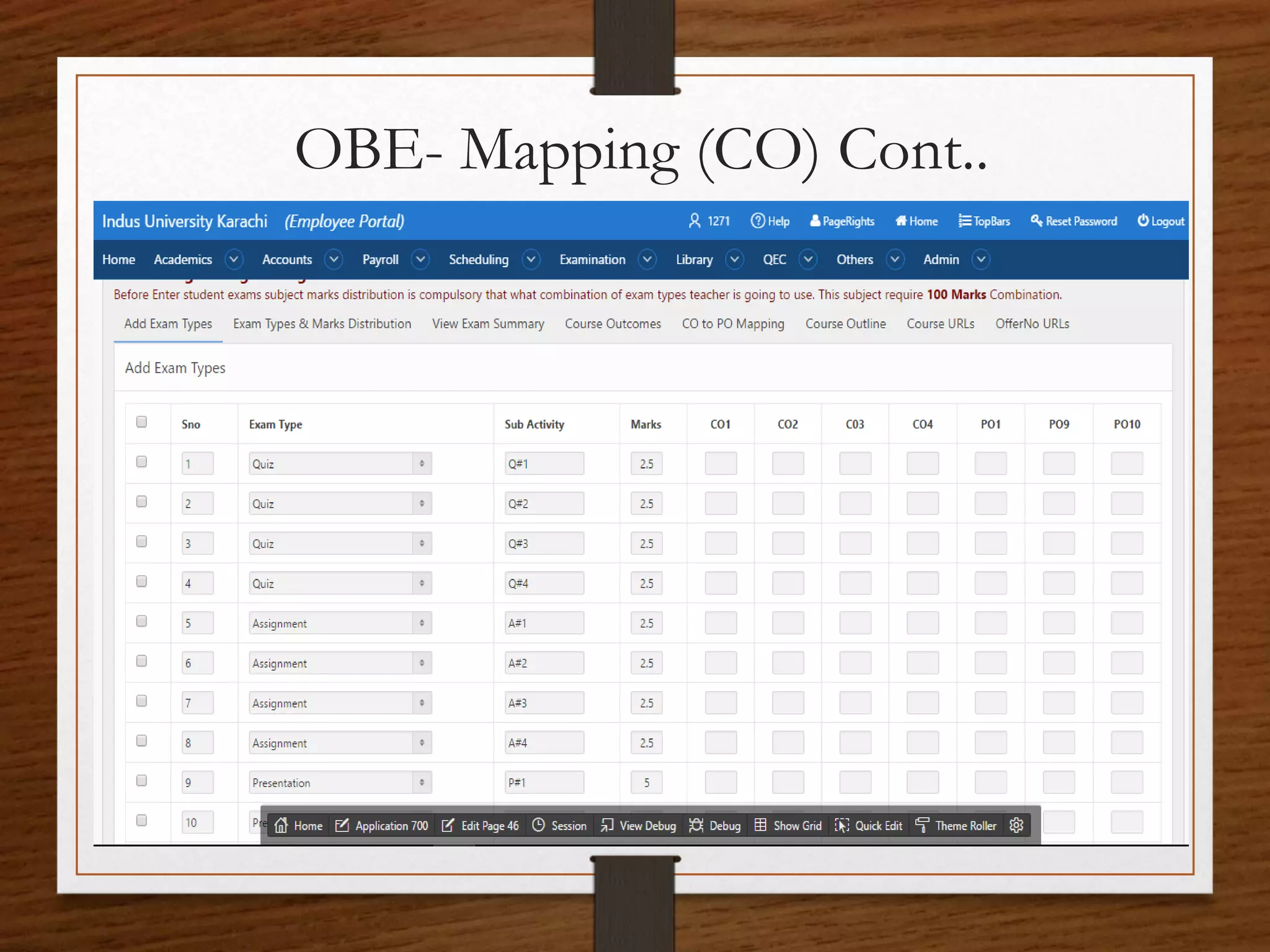 OBE- Mapping (CO) Cont..
 