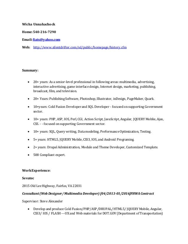 wicha_resume_september2016 multimedia developer resume