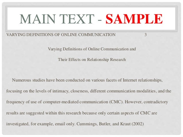 How to write a main body in apa format image