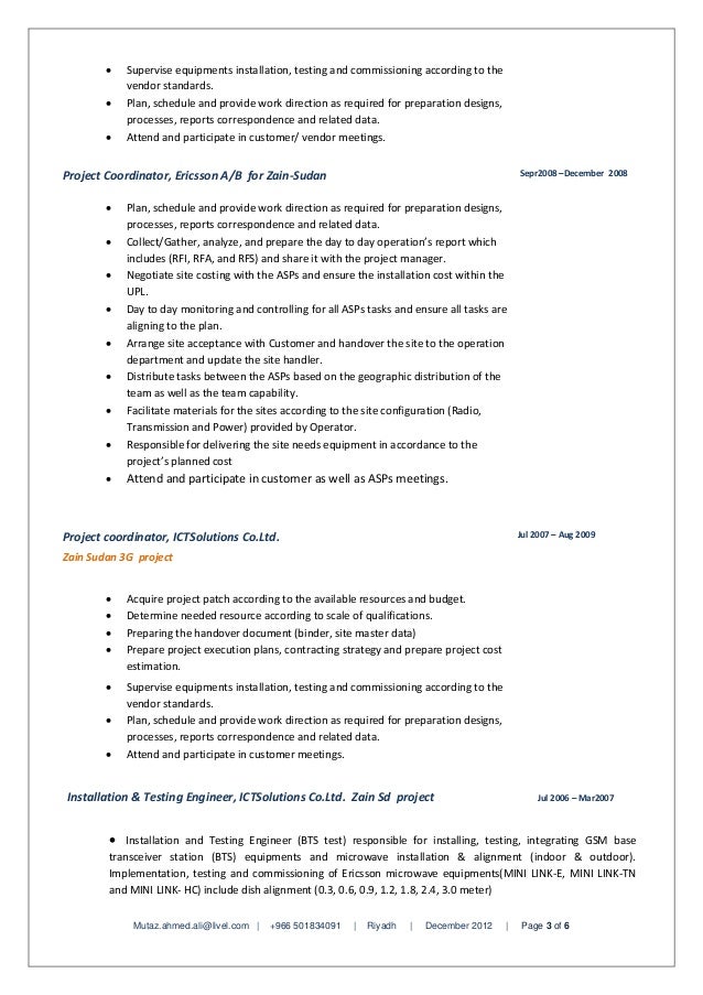 Rfi And Project Coordinator And Resume Rfi And Project Coordinator And Resume