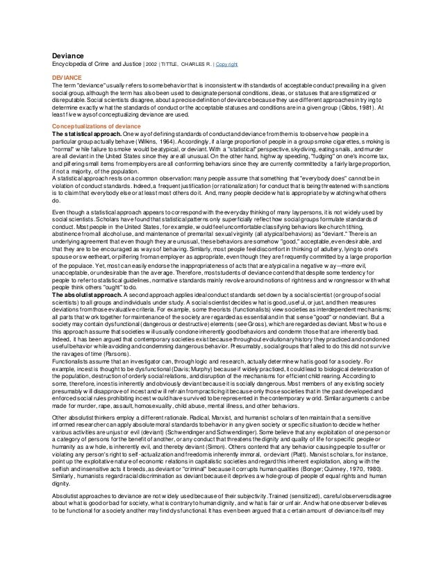 Research papers crime and deviance