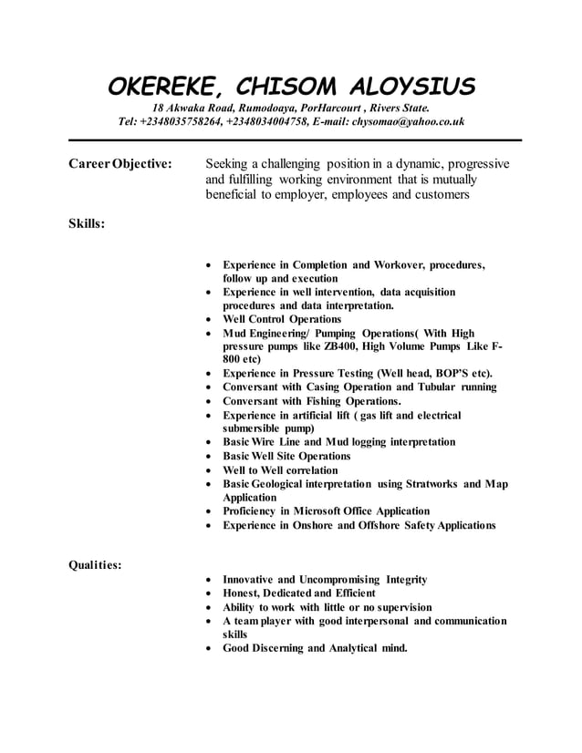 OKEREKE CHISOM CV PDF