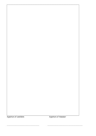Signature of candidate Signature of Assessor
------------------------------------------------------------ -----------------------------------------------------------------
 