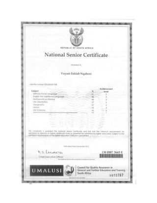 matric certificate