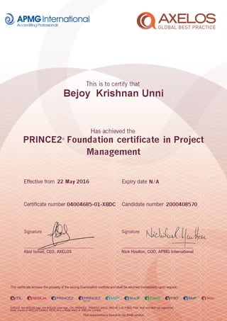 PRINCE2® Foundation Certificate