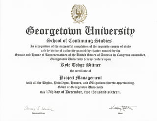 Kyle Bittner's Georgetown University PM Diploma 2016