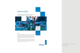 Abstract
Integrated Vehicle Health Management (IVHM) is one of the few technologies that
will help in reducing both maintenance and operational costs, while improving
the overall safety of an aircraft. It also helps in moving away from conservative
design philosophies. Hence IVHM is increasingly being adopted in various aircraft
programs. IVHM requires a multi-disciplinary approach bringing together the
best of mechanical engineering, sensor technologies, communication and data
analytics.
Aircraft landing gear (LG) is one of the most critical systems in an aircraft which
requires the maximum maintenance effort, next only to the propulsion system. In
this paper a solution approach for IVHM of the landing gear system for a typical
transport aircraft is presented. Application is demonstrated through a typical use
case of the landing gear retraction mechanism.
Integrated Vehicle Health Management of a
Transport Aircraft Landing Gear System
WHITE PAPER
Agency: Honeycomb Creative Support
Client: Infosys
Roll: Visualization
 