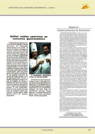 ESTRATÉGIA DE ASSESSORIA DE IMPRENSA - CLIPPING
CASE SOFITEL 17
 