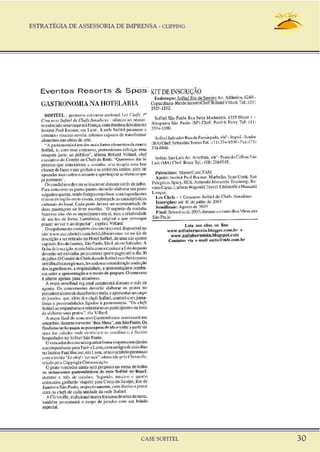 ESTRATÉGIA DE ASSESSORIA DE IMPRENSA - CLIPPING
CASE SOFITEL 30
 