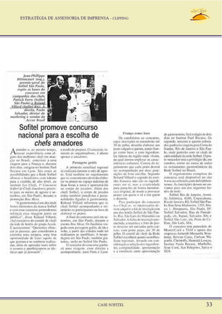 ESTRATÉGIA DE ASSESSORIA DE IMPRENSA - CLIPPING
CASE SOFITEL 33
 