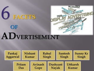 6

FACETS
OF

ADVERTISEMENT
Pankaj
Aggarwal

Nishant
Kumar

Pritam
Das

Rahul
Singh

Avinash
Gope

Santosh
Singh

Dushyant
Nayak

Sunny Kr
Singh

Uttkarsh
Kumar

 