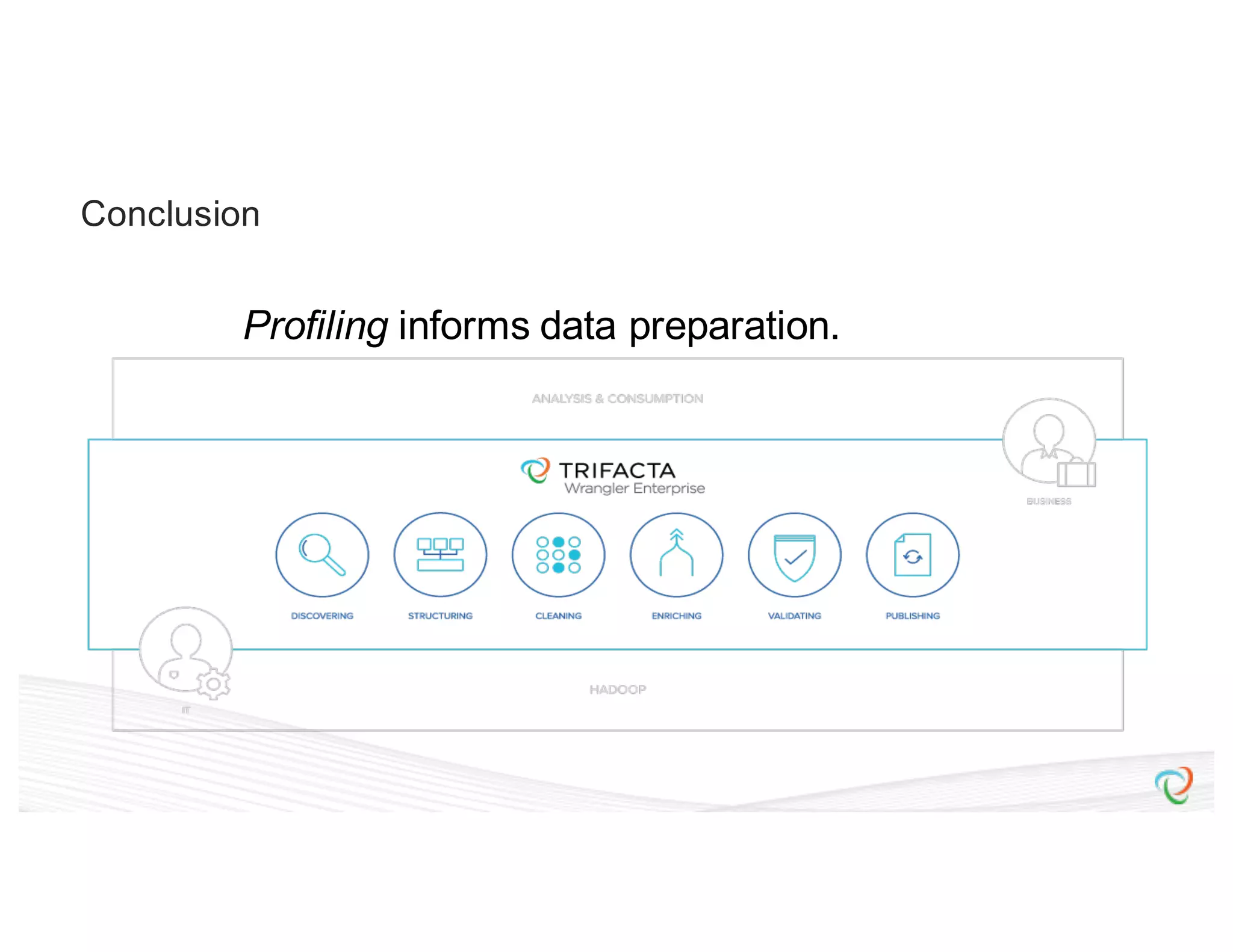 Conclusion Profiling informs data preparation. 