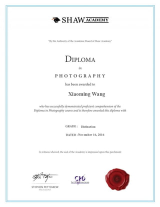 Diploma of photography cert