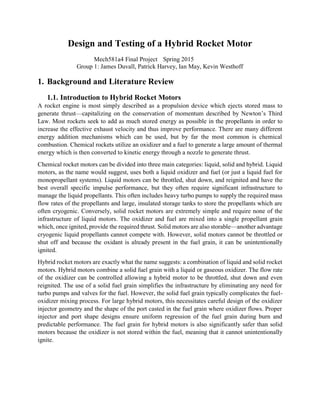 Hybrid Rocket Motor Final Report | PDF