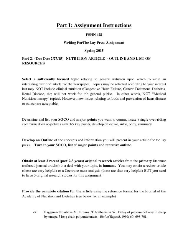 Article for the Lay Press