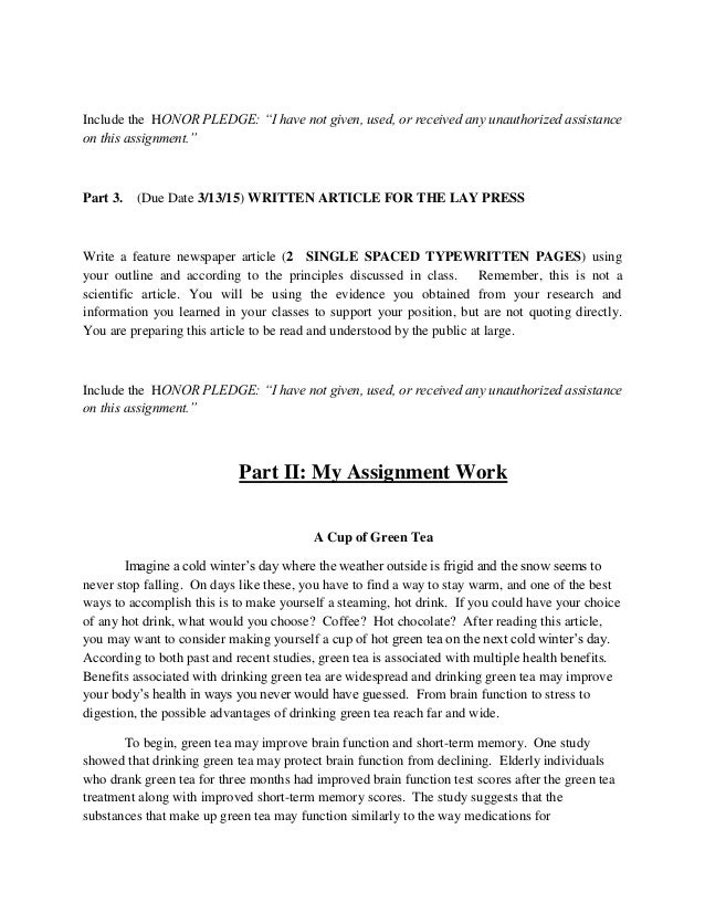 Article for the Lay Press