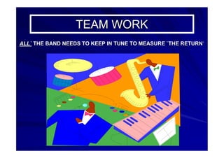 TEAM WORKTEAM WORK
ALL`ALL` THE BAND NEEDS TO KEEP IN TUNE TO MEASURE `THE RETURNTHE BAND NEEDS TO KEEP IN TUNE TO MEASURE `THE RETURN``
 