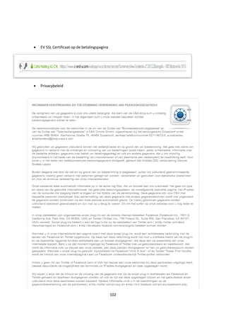 102
 EV SSL Certificaat op de betalingspagina
 Privacybeleid
 