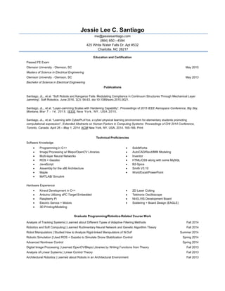 Clemson Resume Examples Jessie Santiago Resume 7-24-2016 | PDF