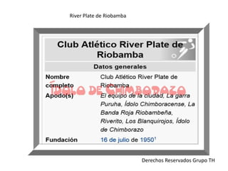 River Plate de Riobamba
Derechos Reservados Grupo TH
 
