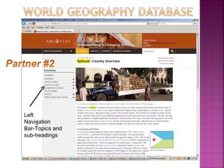 Left
Navigation
Bar-Topics and
sub-headings
 