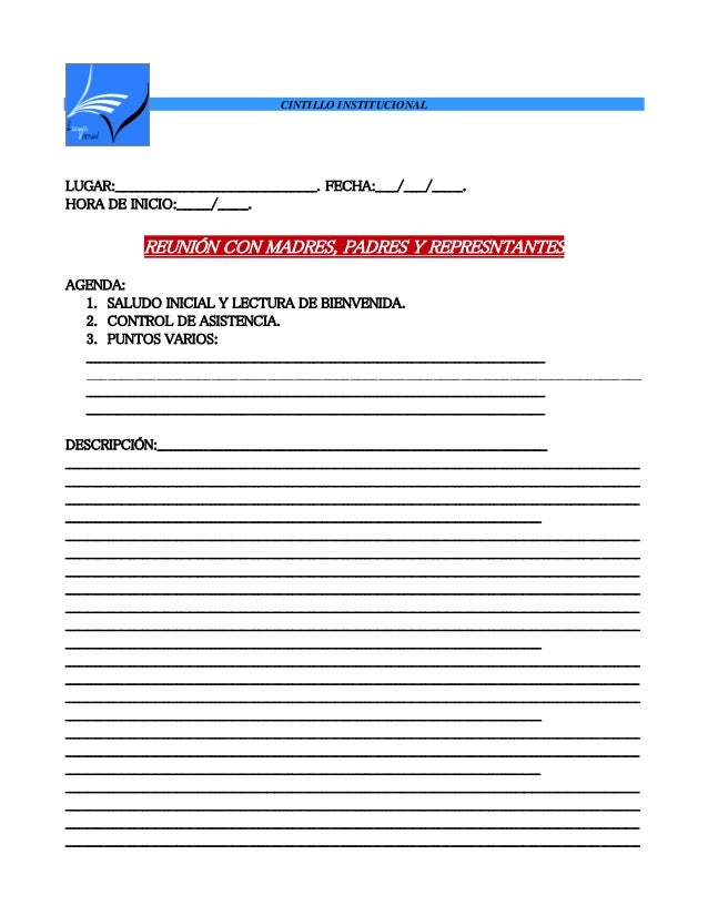 formato de agenda para reuniones