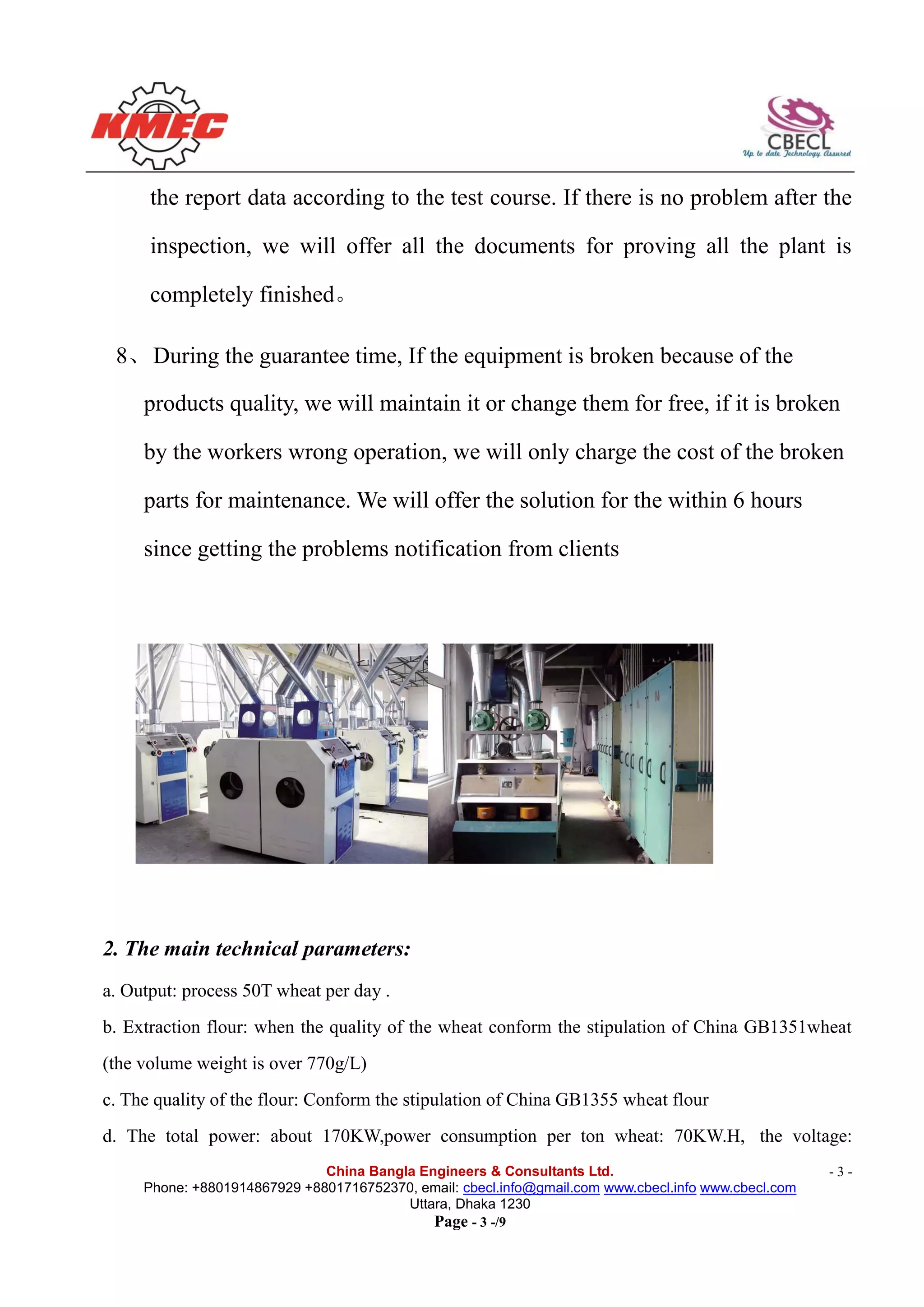 50TPD wheat flour mill Quotation by cbecl PDF