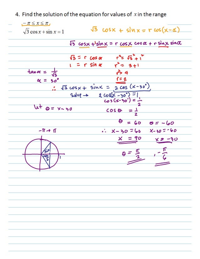 6f the equation acosx plus bsinx